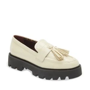 NWT SARTO by Franco Sarto Balinna Patent Platform Tassel Loafers- Putty